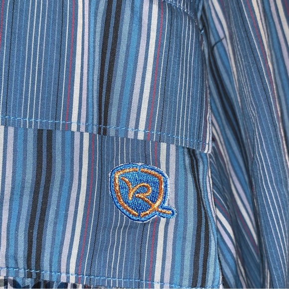 NWT  Rocawear French Blue Striped  Button Shirt Mens 2XL Y2K 90s Streetwear NEW - Picture 4 of 8